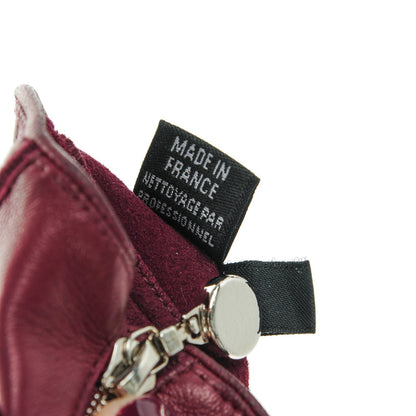Chanel Lambskin Perforated Zipped CC Fingerless Gloves 7.5 Burgundy 8 of 9