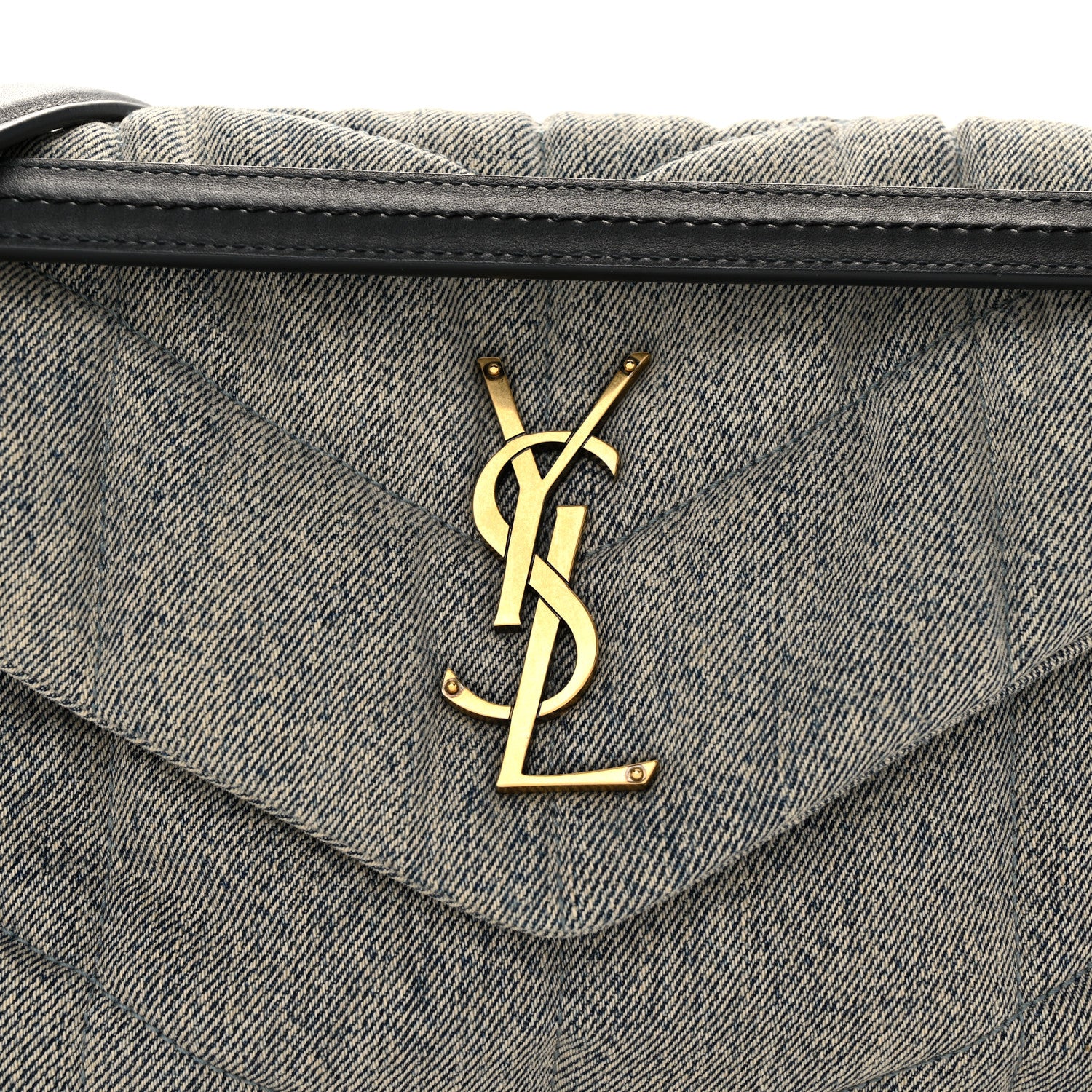 Saint Laurent Denim Quilted Small Loulou Puffer Monogram Chain Satchel Azur 8 of 10