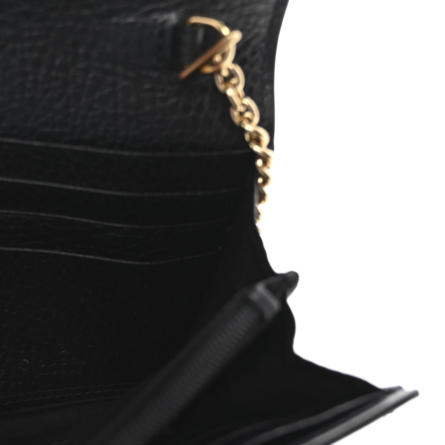 Gucci Dollar Calfskin GG Supreme Monogram Petite GG Marmont Wallet Chain Bag Black Beige Ebony 6 of 11