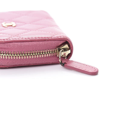 Chanel Lambskin Quilted Zip Around Coin Purse Wallet Pink 11 of 12