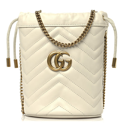 Gucci Calfskin Matelasse Mini GG Marmont 2.0 Bucket Bag White 1 of 10