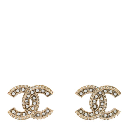 Chanel Crystal Timeless CC Earrings Light Gold 1 of 5