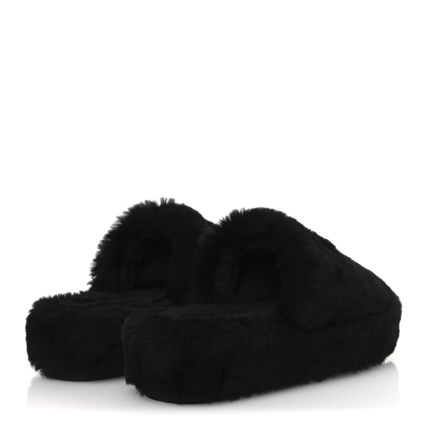 Shearling CC Flat Mules 40 Black