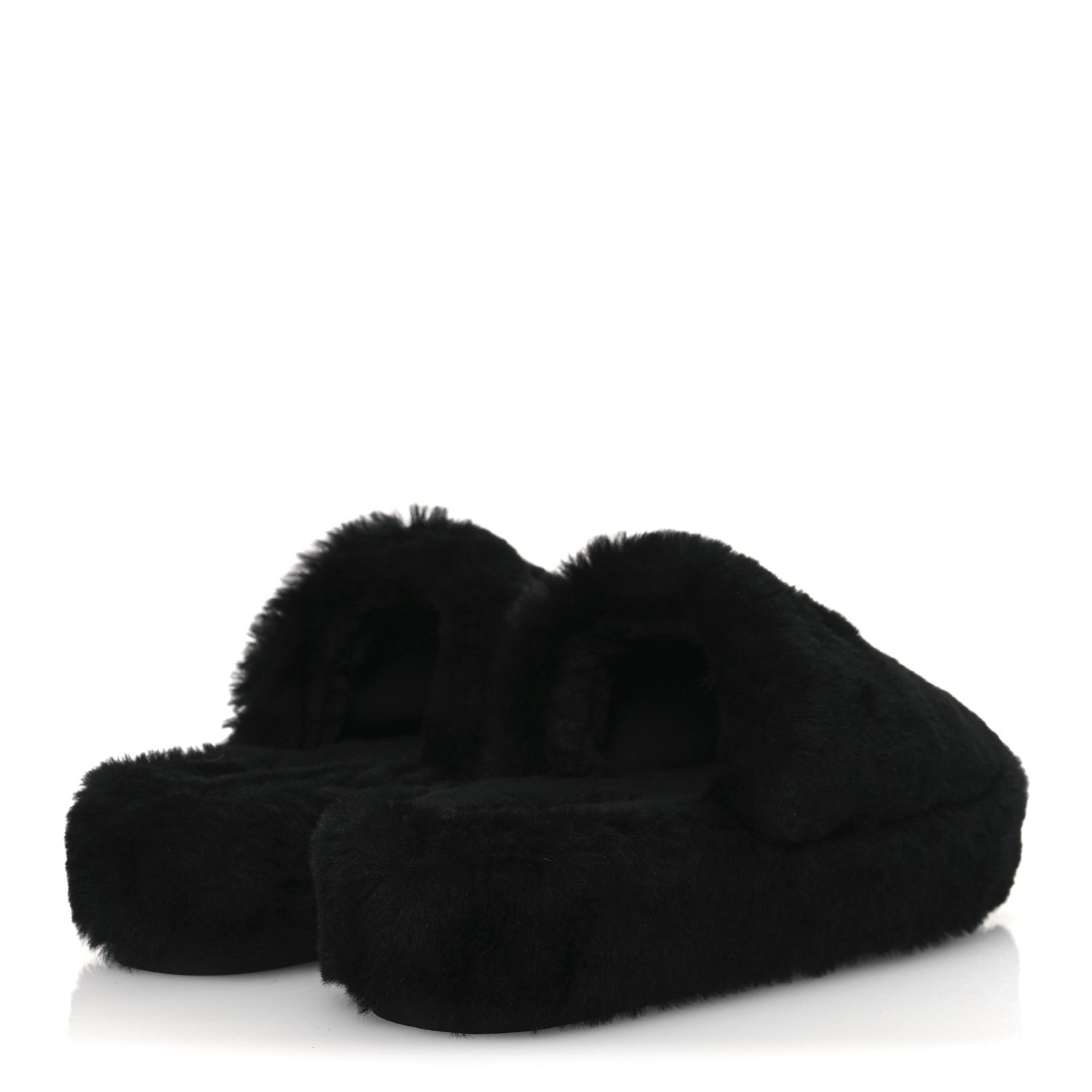 Chanel Shearling CC Flat Mules 40 Black 5 of 10