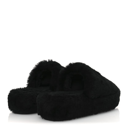 Chanel Shearling CC Flat Mules 40 Black 5 of 10