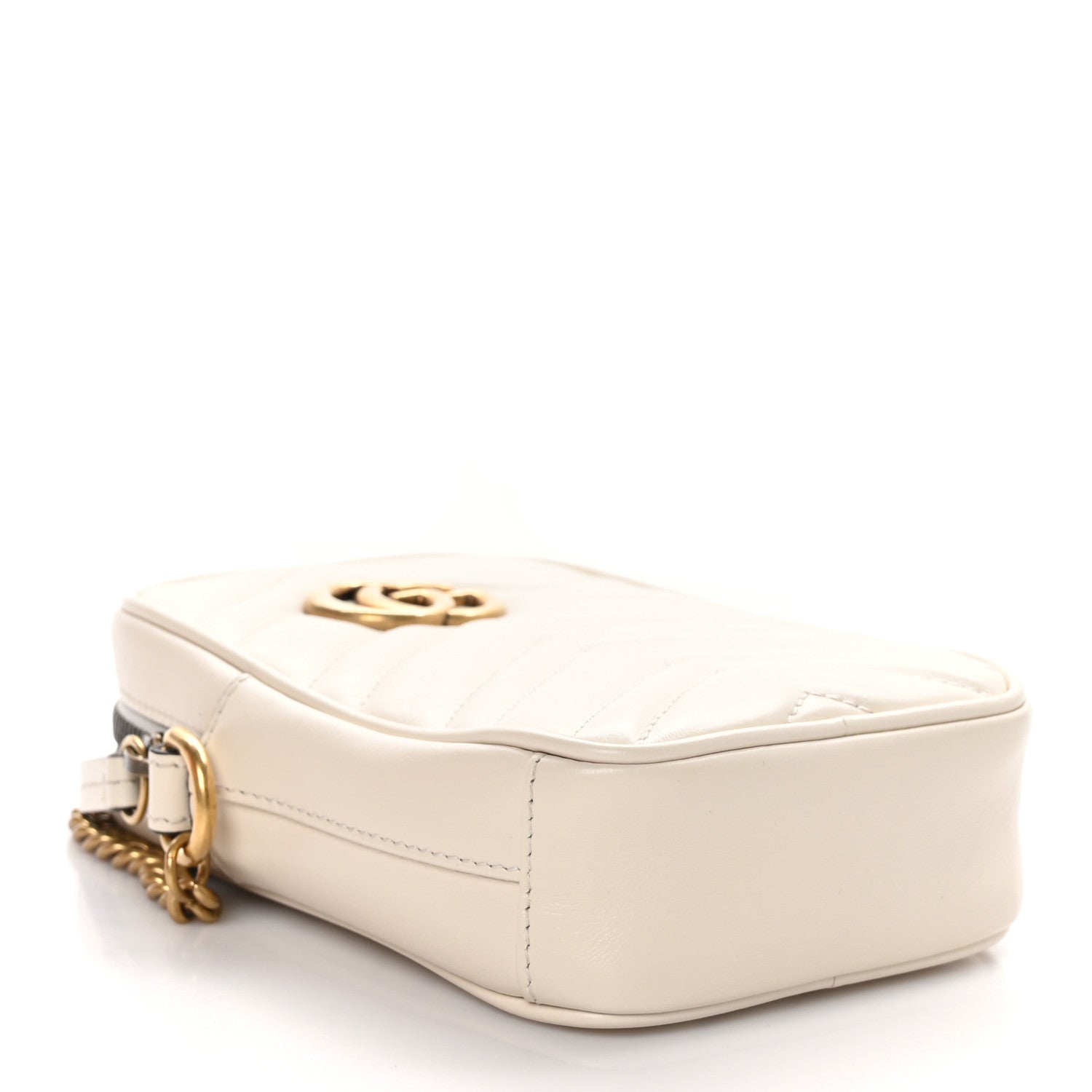Gucci Calfskin Matelasse Mini GG Marmont Crossbody Bag White 4 of 10