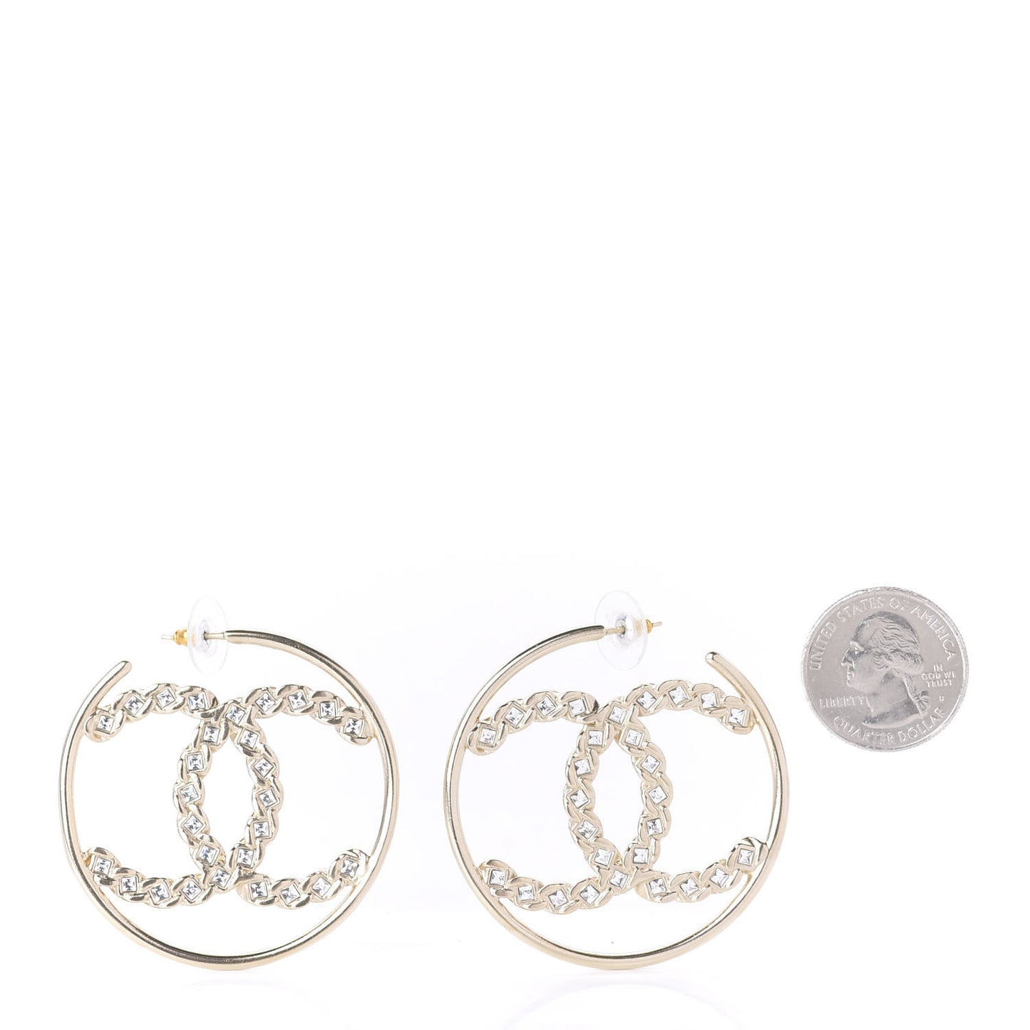 Crystal High Society CC Hoop Earrings Gold