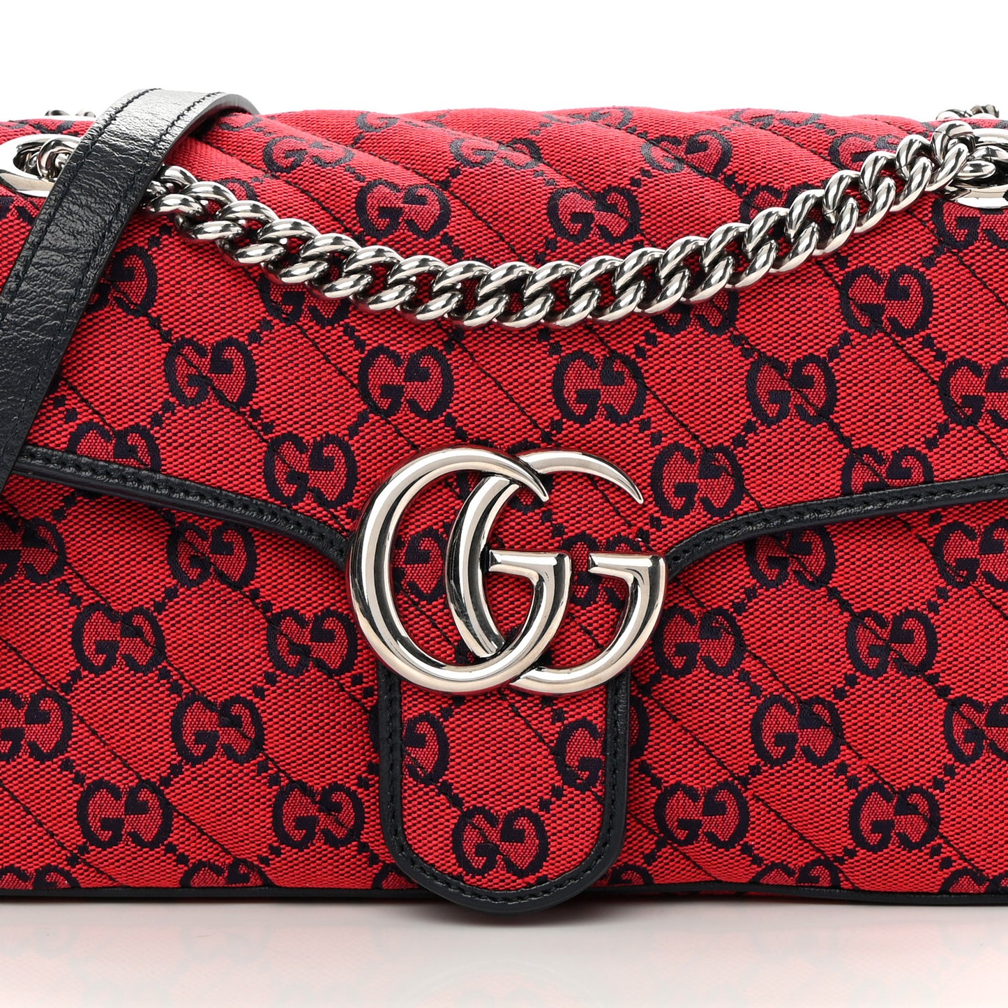 Monogram Multicolor Matelasse Diagonal Small GG Marmont Shoulder Bag Red Blue