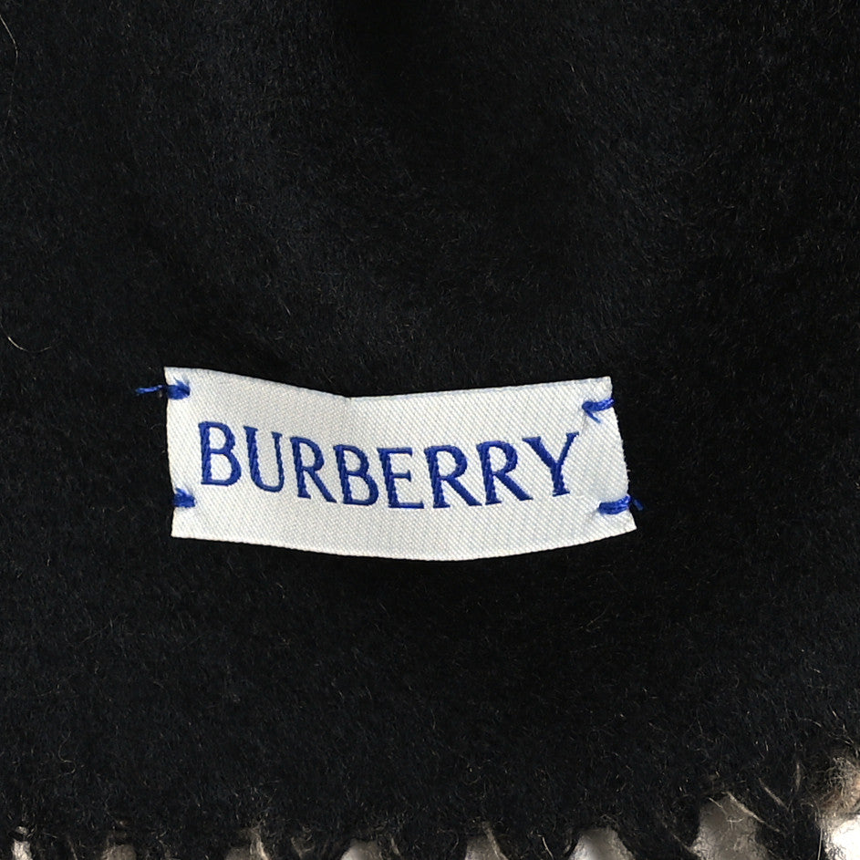 Burberry Cashmere Embroidered Knight Solid Scarf Camel Black 3 of 4