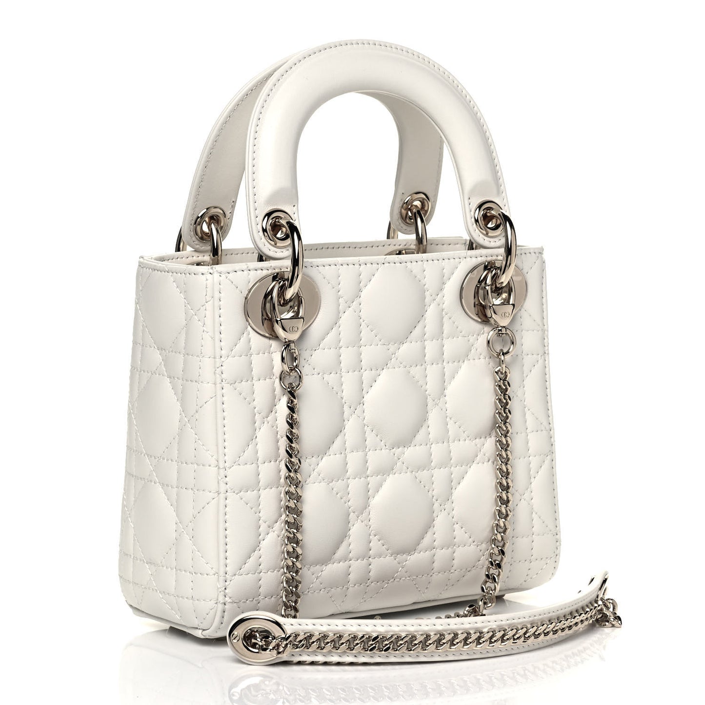 Lambskin Cannage Mini Lady Dior White