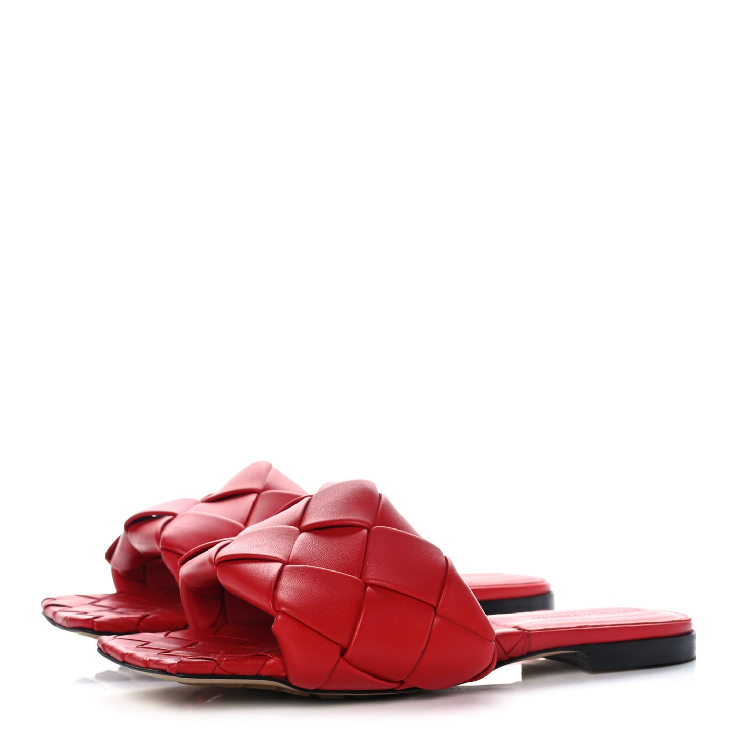 Nappa Maxi Intrecciato Lido Flat Sandals 38.5 Bright Red