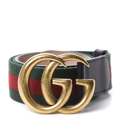 Gucci Nylon Calfskin Double G Web 40mm Belt 90 36 Green Red Black 1 of 4