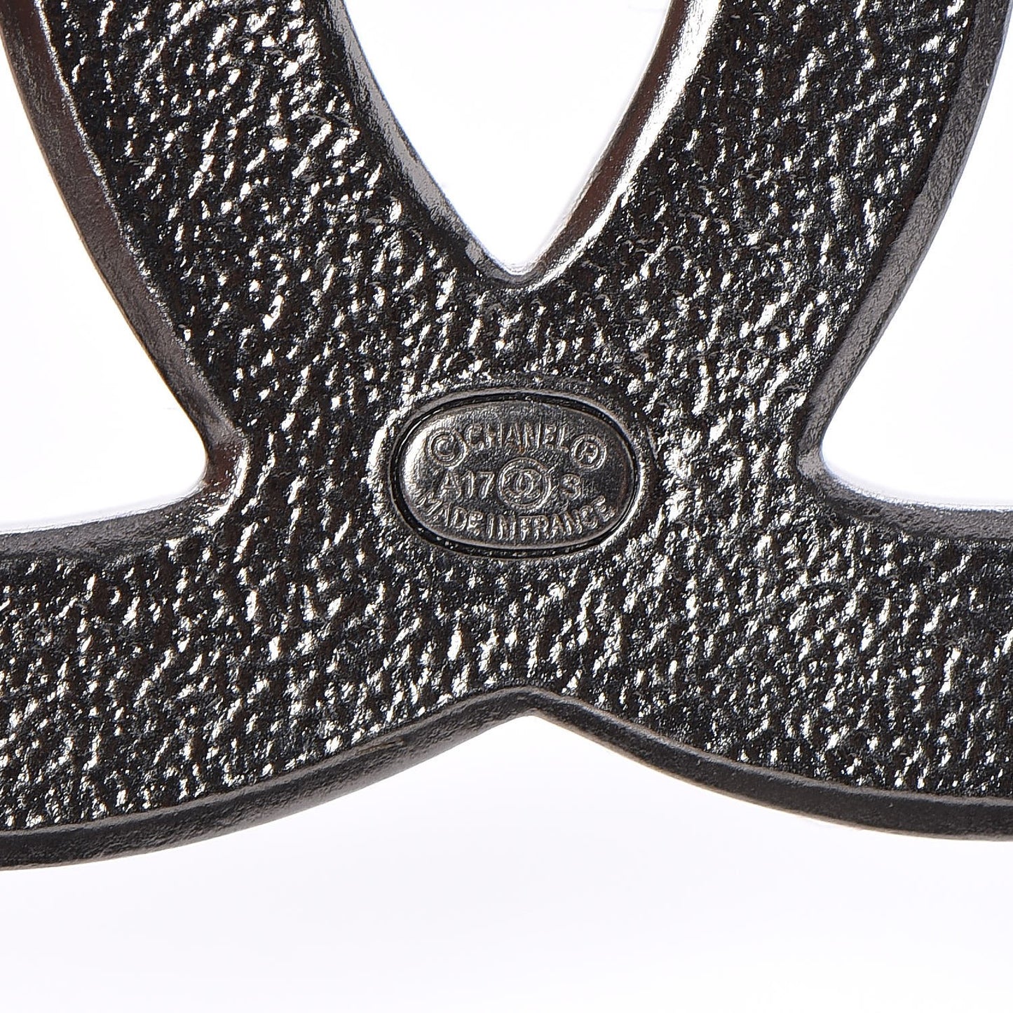 Metal Crystal CC Square Brooch Ruthenium