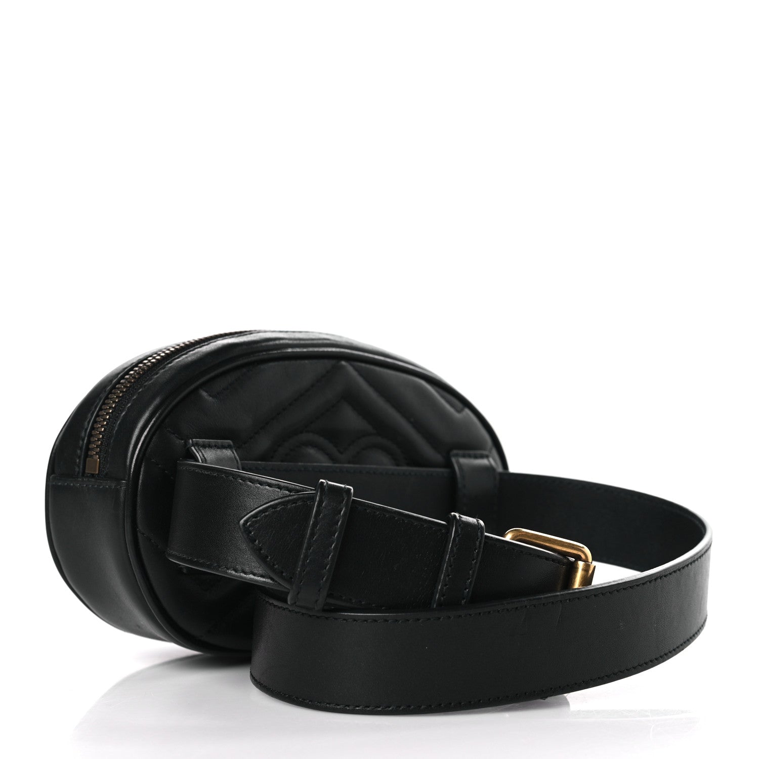 Gucci Calfskin Matelasse GG Marmont Belt Bag 75 30 Black 3 of 9