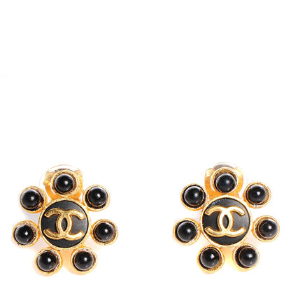 Chanel CC Clip On Earrings Black and Gold 1 of 5