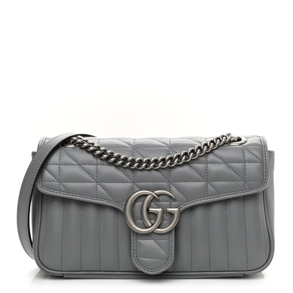Gucci Calfskin Matelasse Aria Small GG Marmont Shoulder Bag Deep Grey 1 of 10