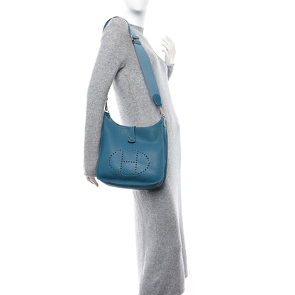 Hermes Taurillon Clemence Evelyne III PM Blue Jean 2 of 15