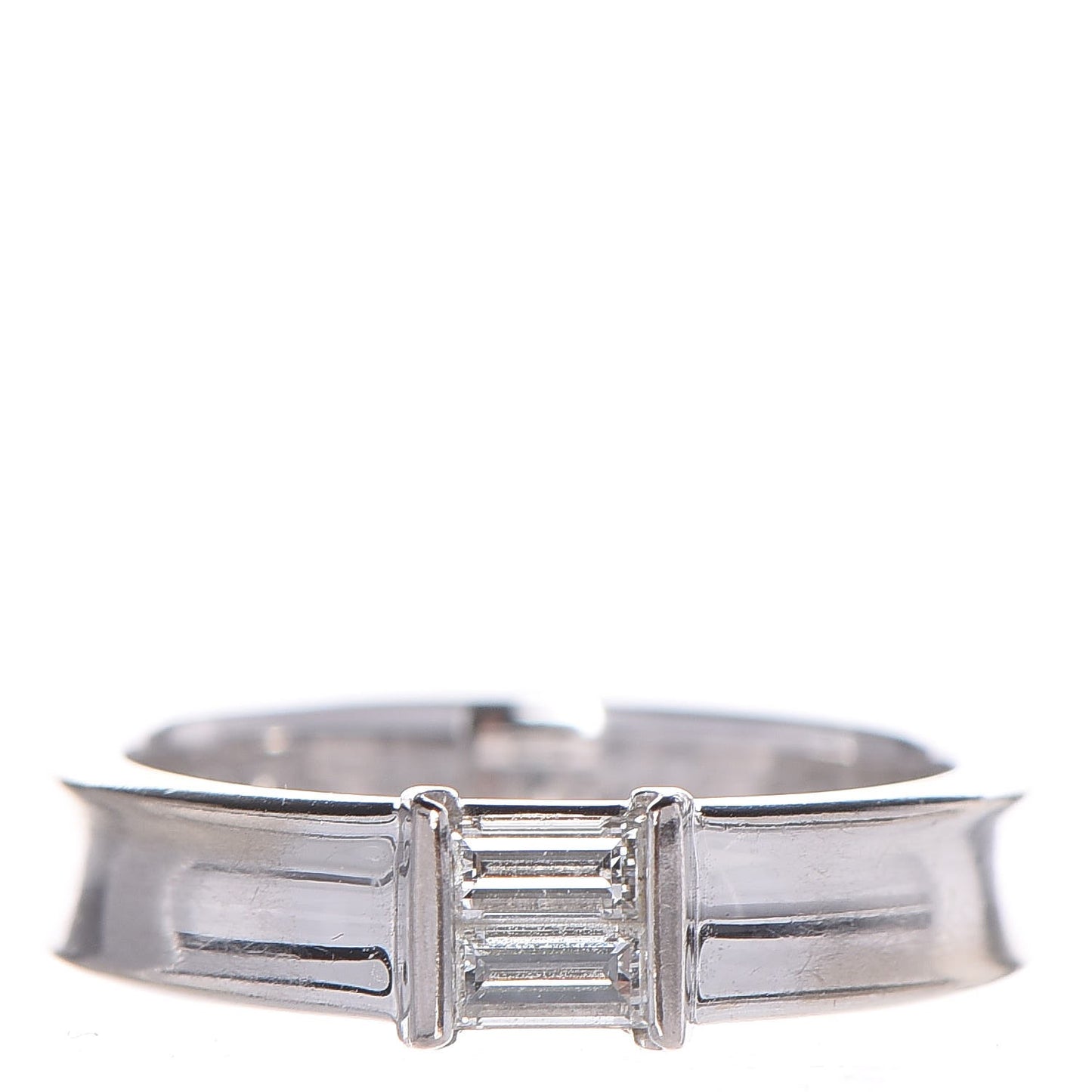 18K White Gold Diamond Baguette Stackable Ring 51 4.5