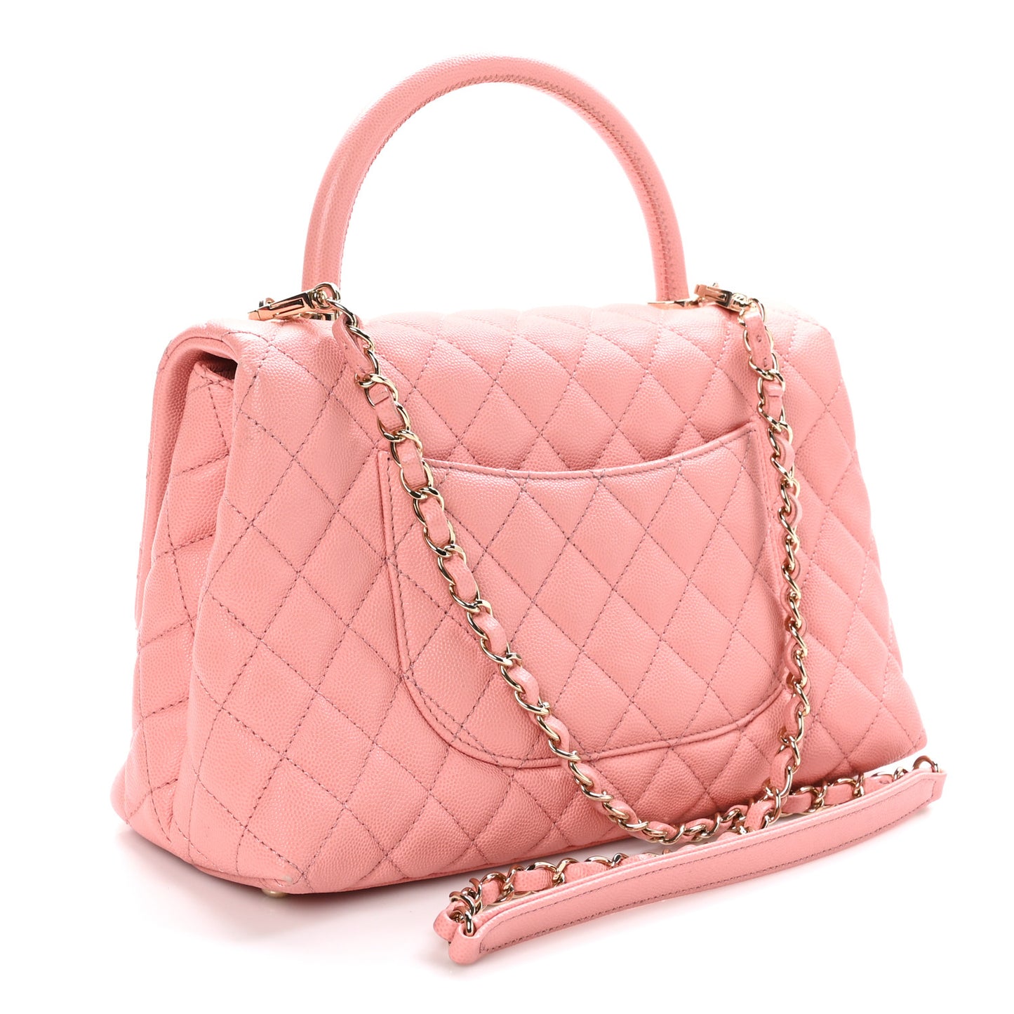 Caviar Quilted Small Coco Handle Flap Pink