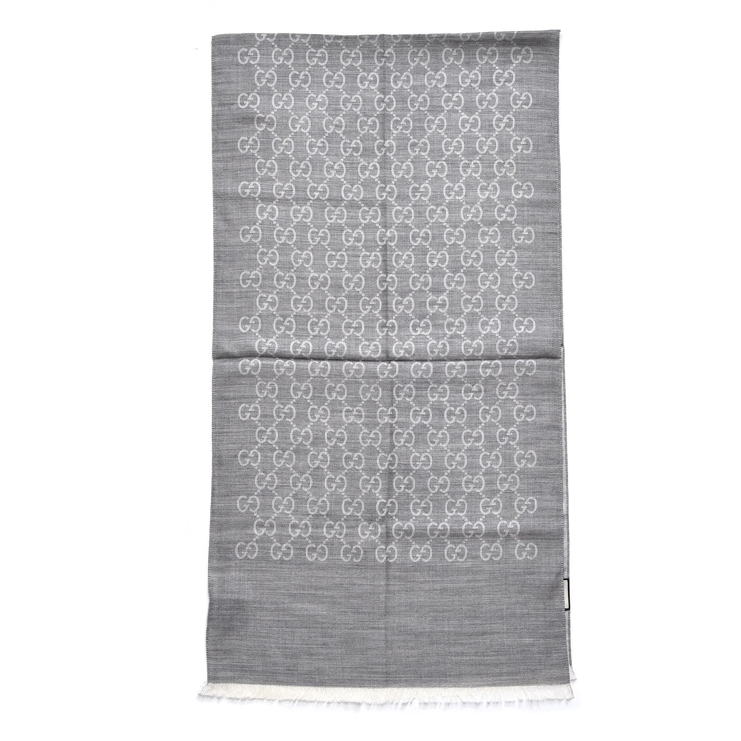 Gucci Wool Silk GG Monogram GGNat Scarf Lead 3 of 7