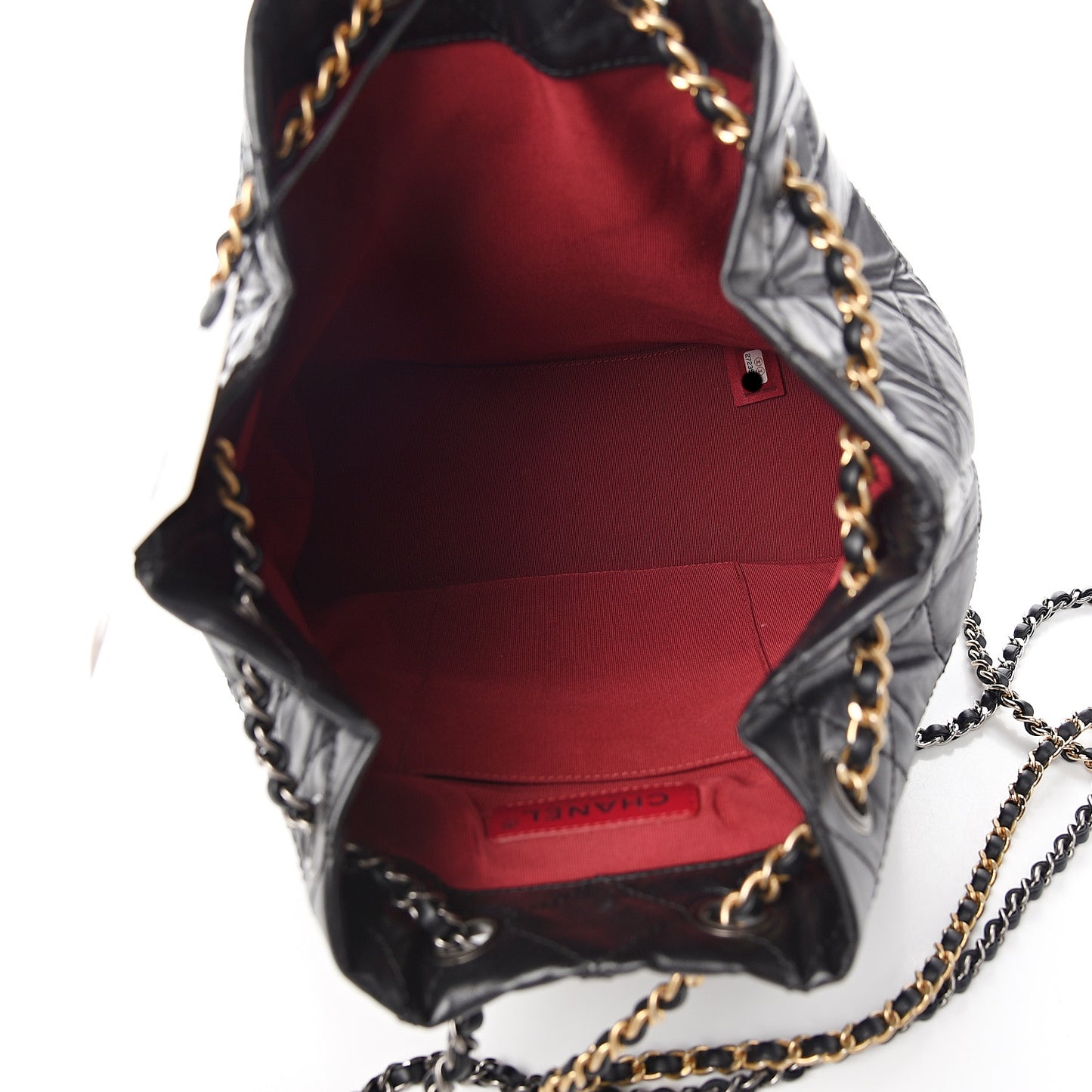 Aged Calfskin Quilted Gabrielle Backpack Black