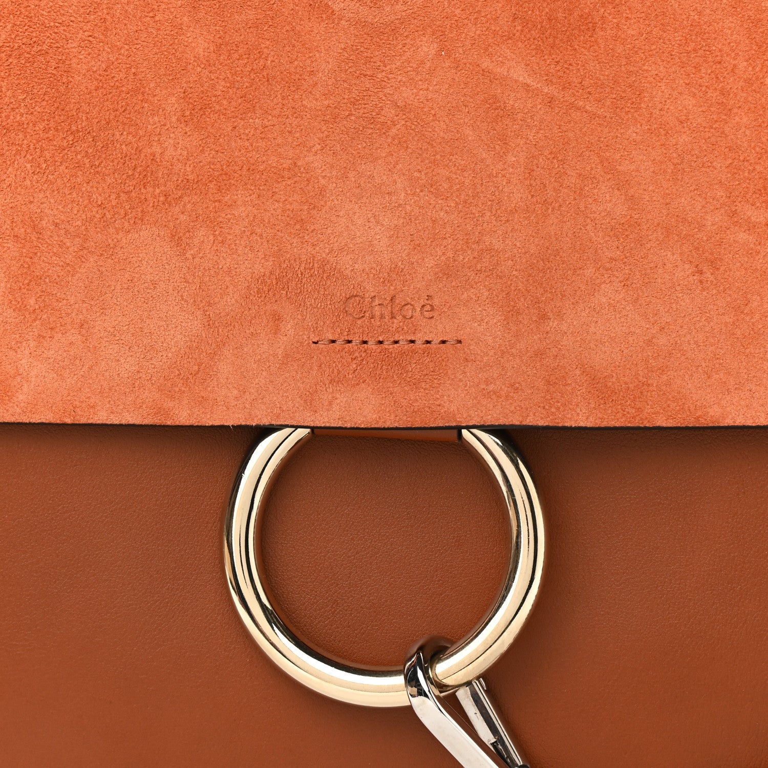 Chloe Suede Calfskin Medium Faye Shoulder Bag Tobacco 9 of 11