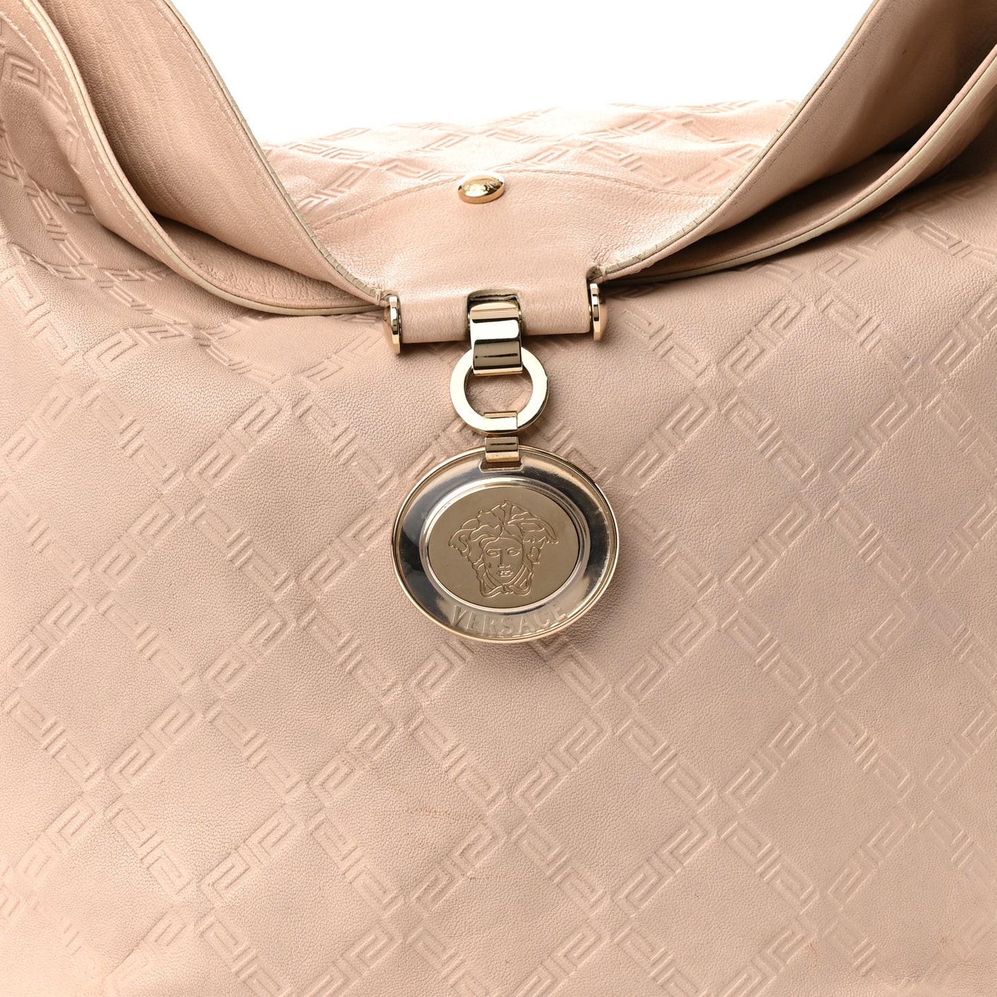 Calfskin Greca Argyle Embossed Medusa Hobo