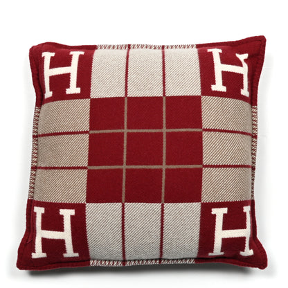 Hermes Wool Cashmere Avalon III Pillow PM Ecru Rouge 2 of 3