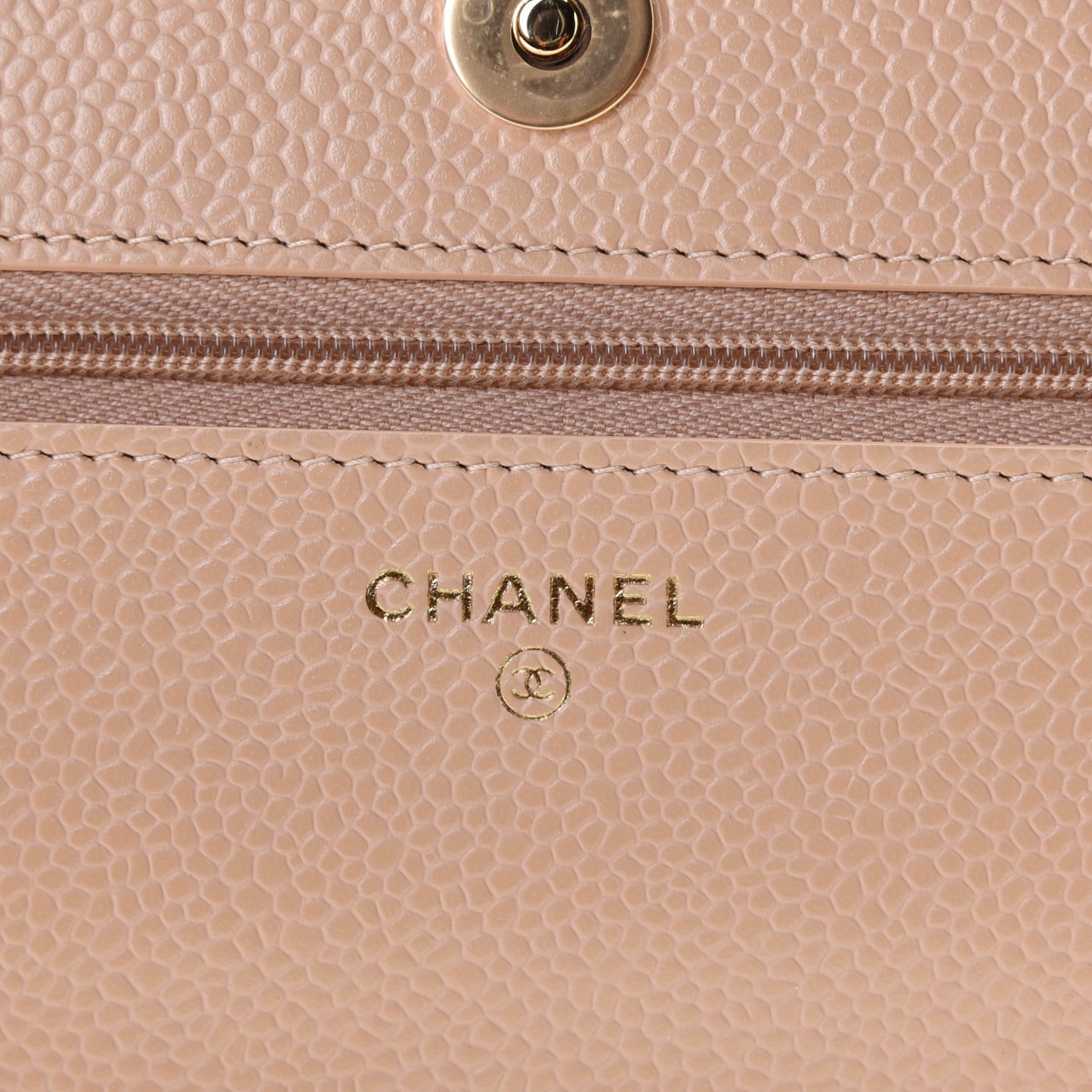 Caviar Quilted Wallet On Chain WOC Beige