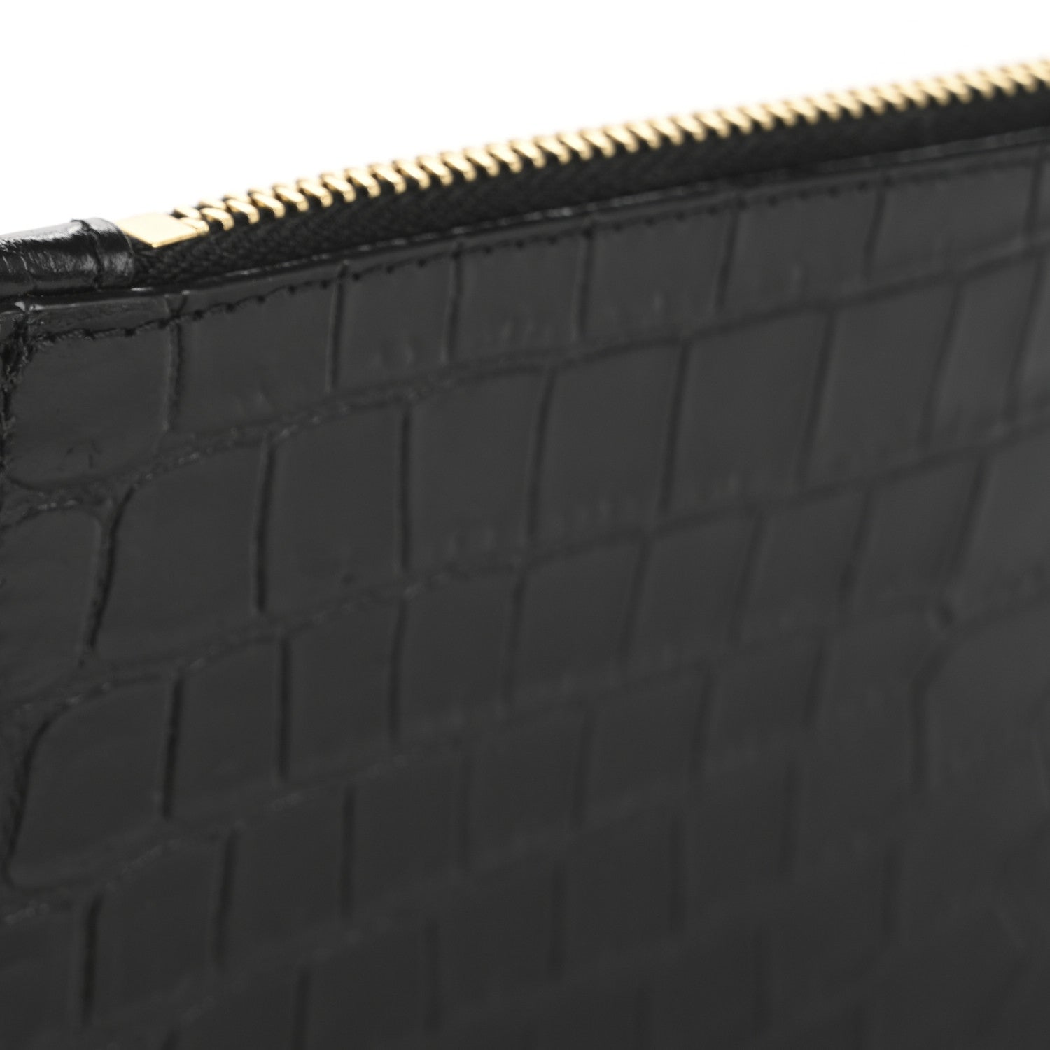 Saint Laurent Calfskin Crocodile Embossed Monogram Bill Pouch Black 8 of 11