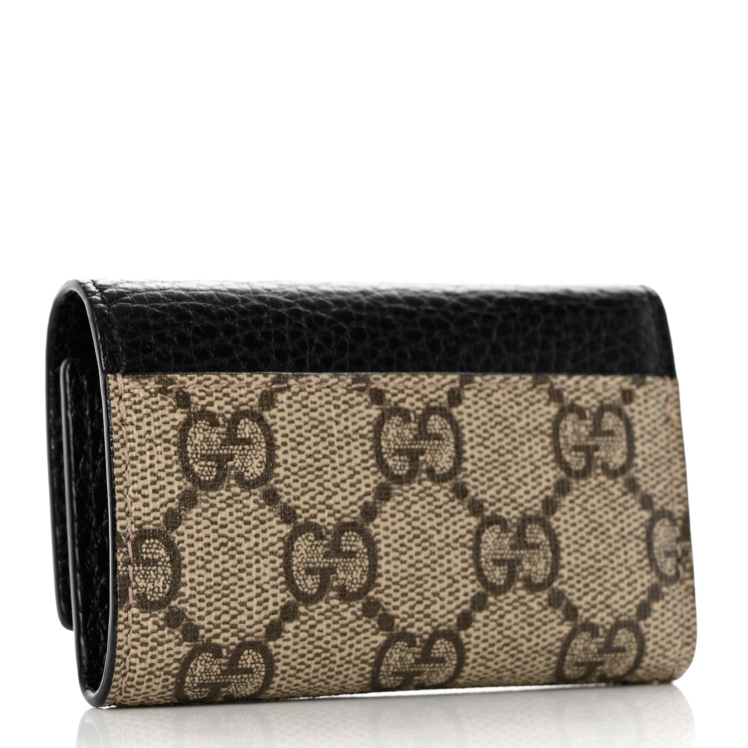 Gucci Dollar Calfskin GG Supreme Monogram GG Marmont 6 Key Holder Case Black Beige Ebony 3 of 10