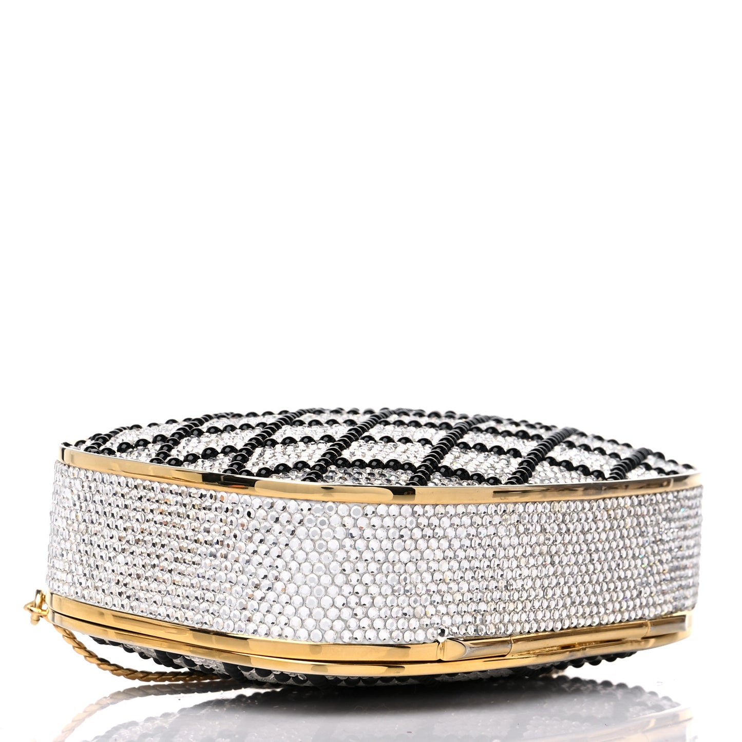 Swarovski Crystal Minaudiere Clutch Gold Black Silver