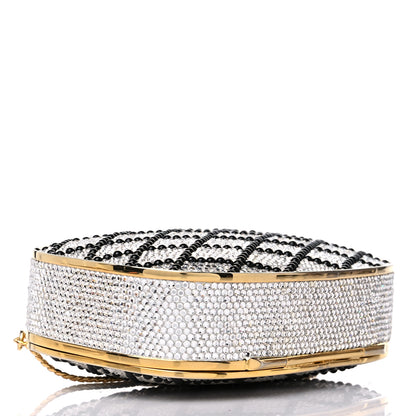 Judith Leiber Swarovski Crystal Minaudiere Clutch Gold Black Silver 5 of 10