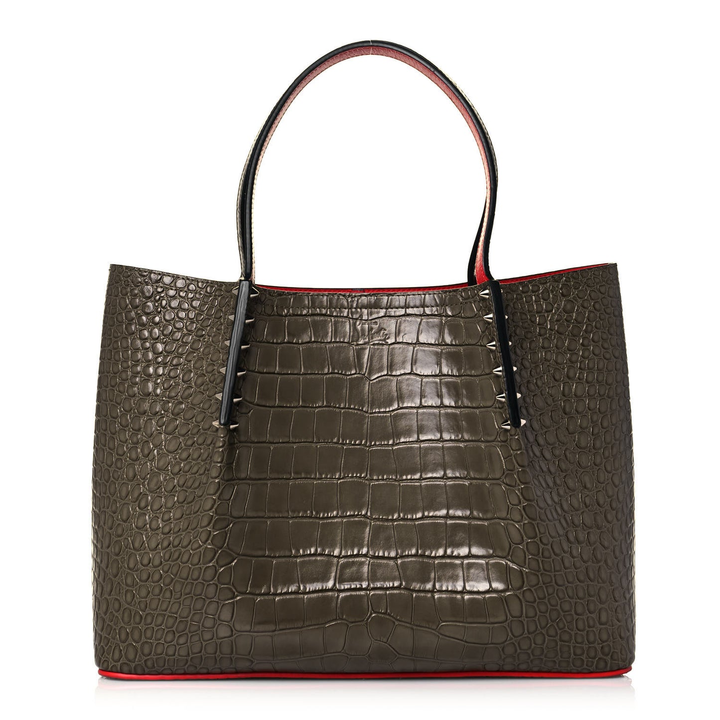 Crocodile Embossed Calfskin Spiked Small Cabarock Shopper Tote Silex