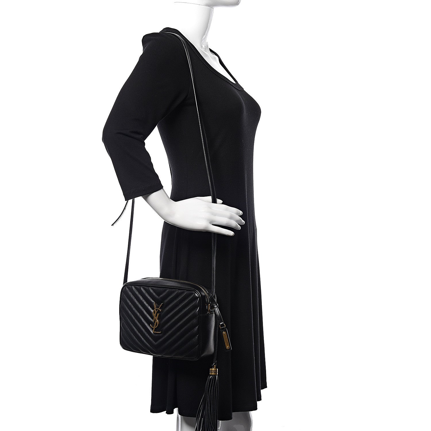 Saint Laurent Calfskin Matelasse Monogram Lou Camera Bag Black 2 of 10