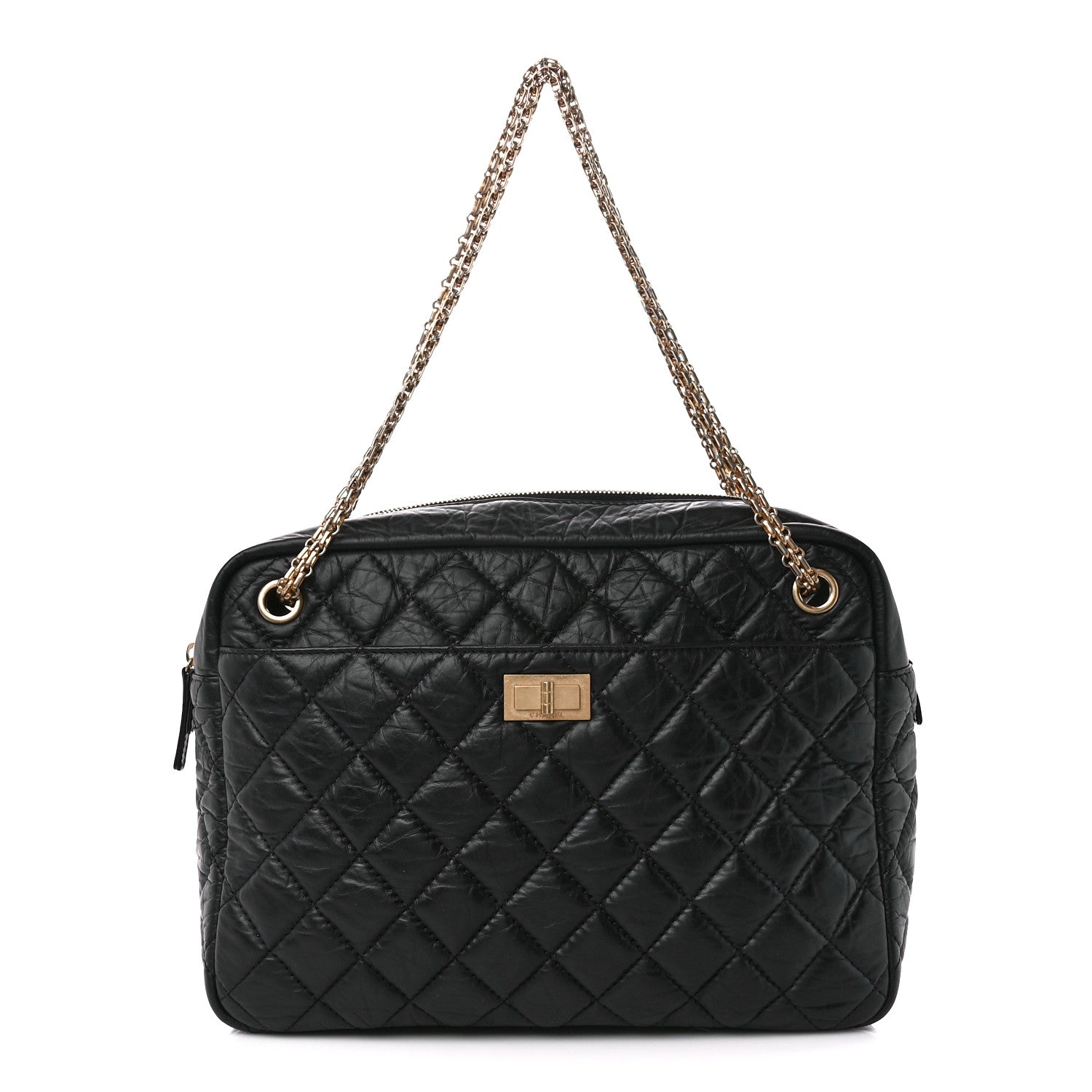 Chanel Aged Calfskin Quilted Large Reissue Camera Case Black 1 of 10