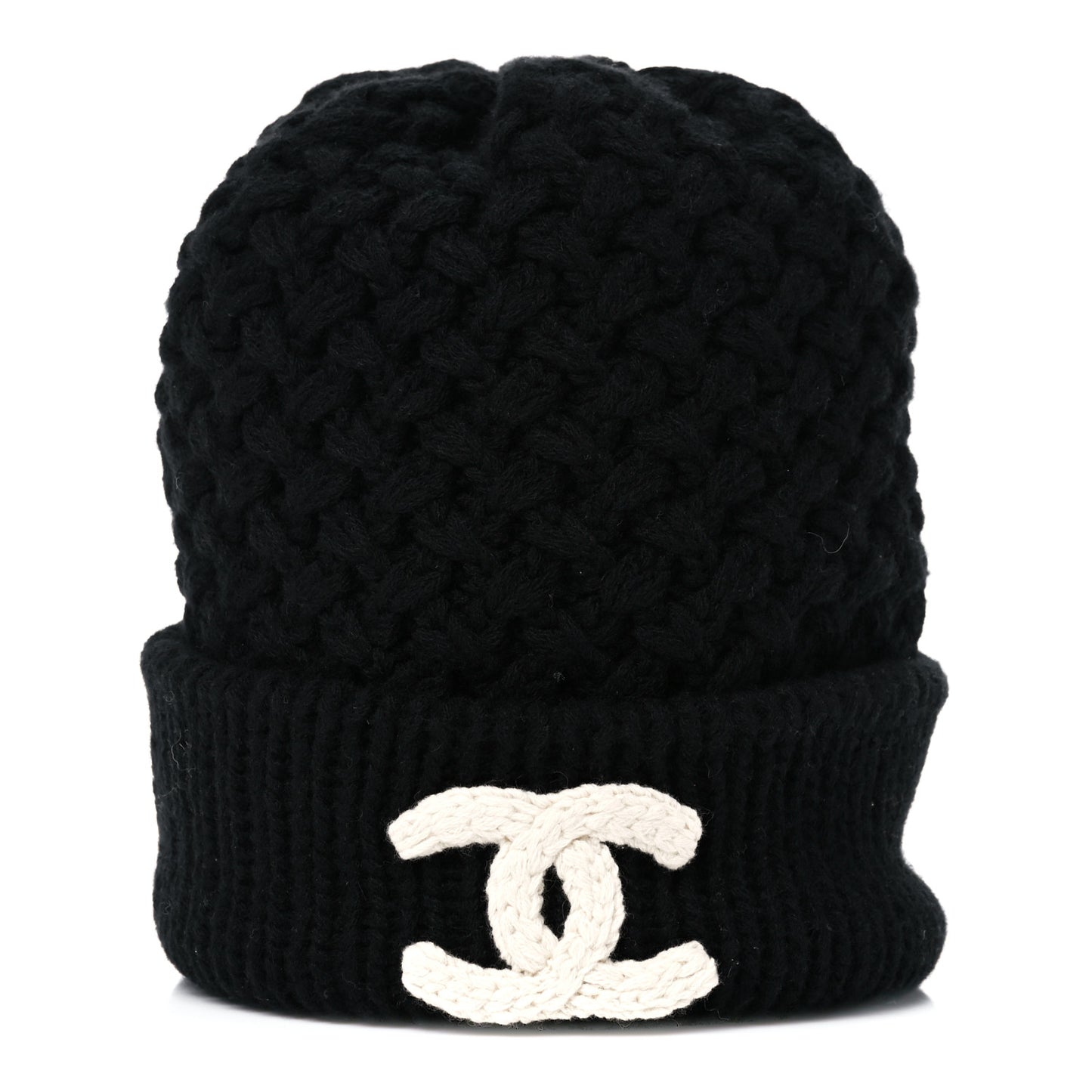 Cashmere CC Beanie Hat Black White