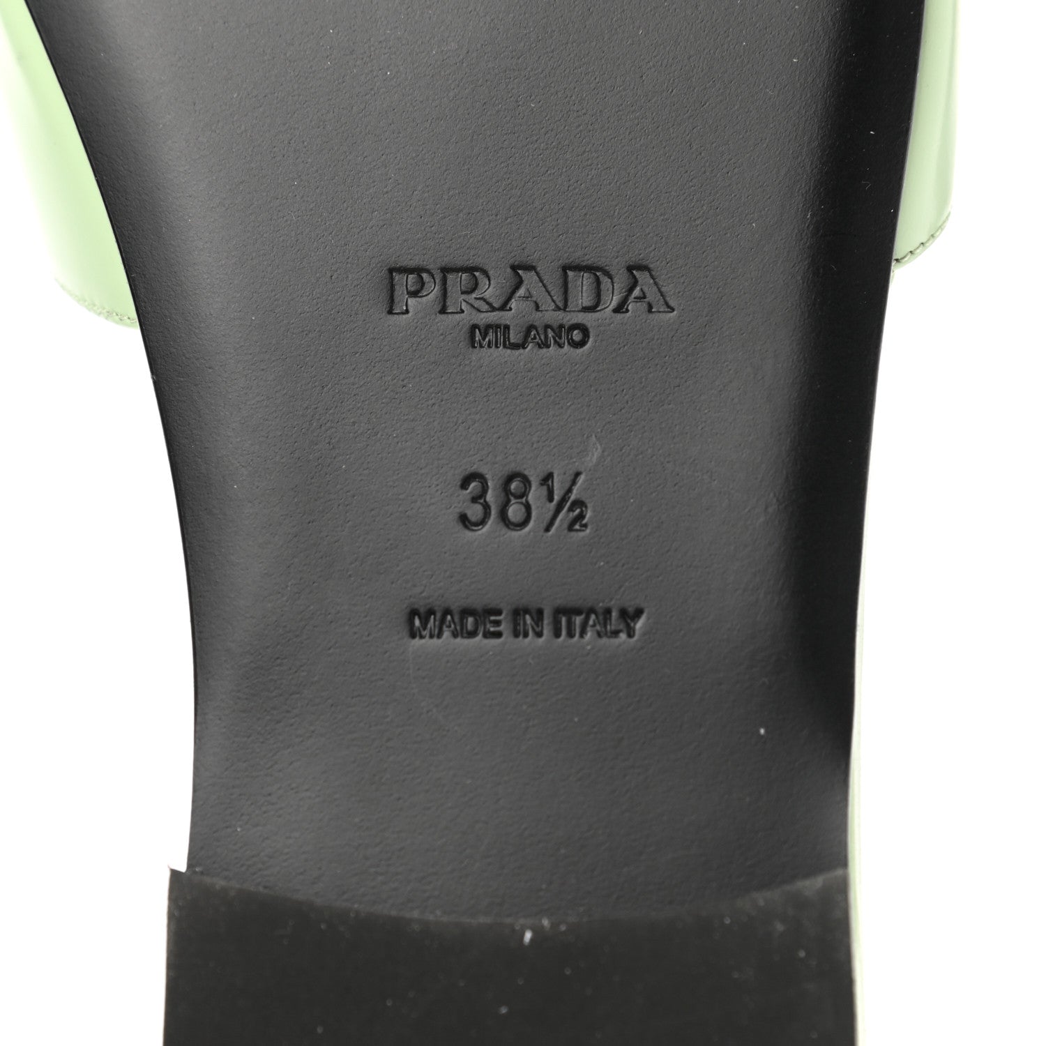 Prada Spazzolato Logo Triangle Cut Out Flat Slide Sandals 38.5 Acqua 6 of 10