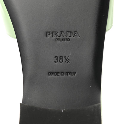 Prada Spazzolato Logo Triangle Cut Out Flat Slide Sandals 38.5 Acqua 6 of 10