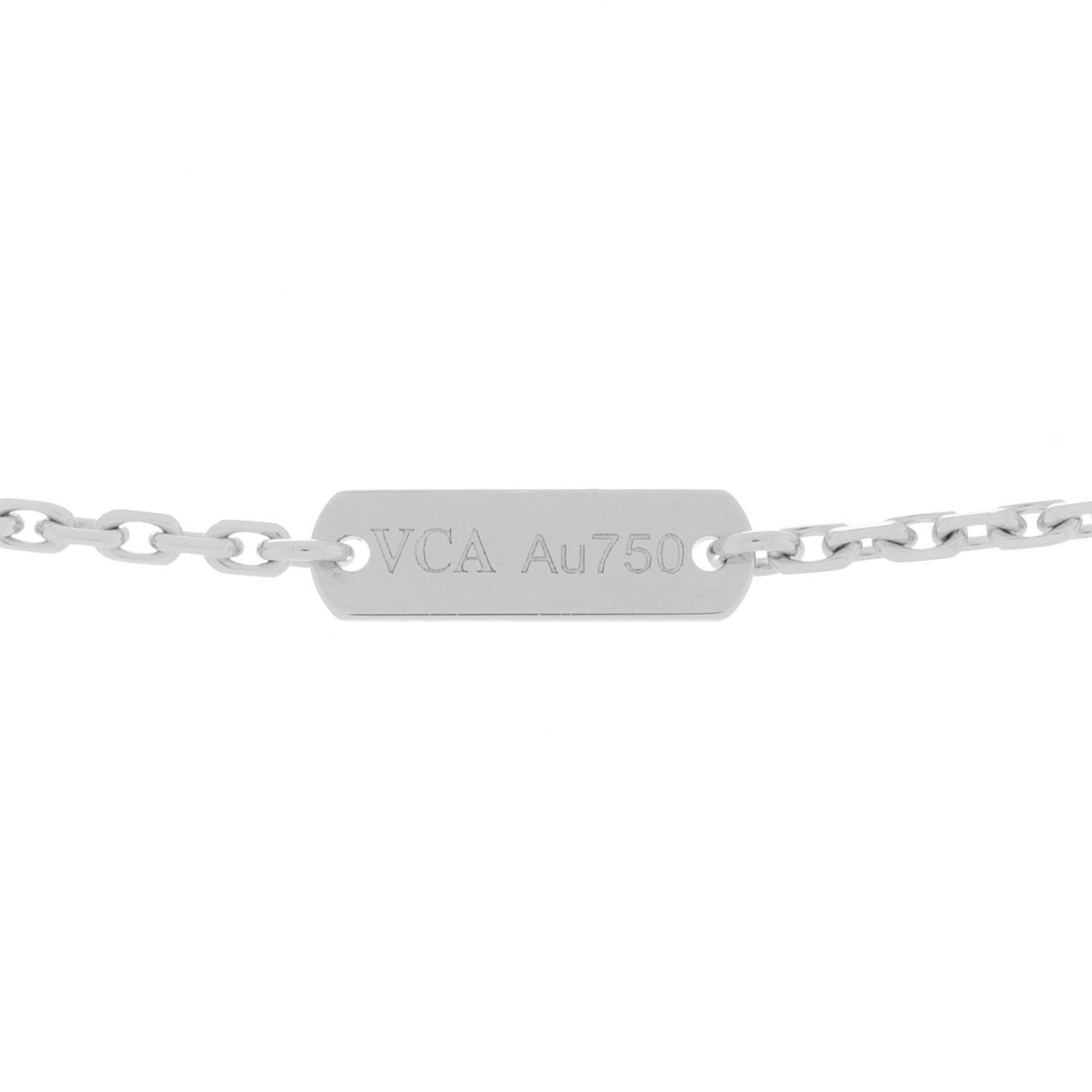 18K White Gold Mother of Pearl Vintage Alhambra Pendant Necklace