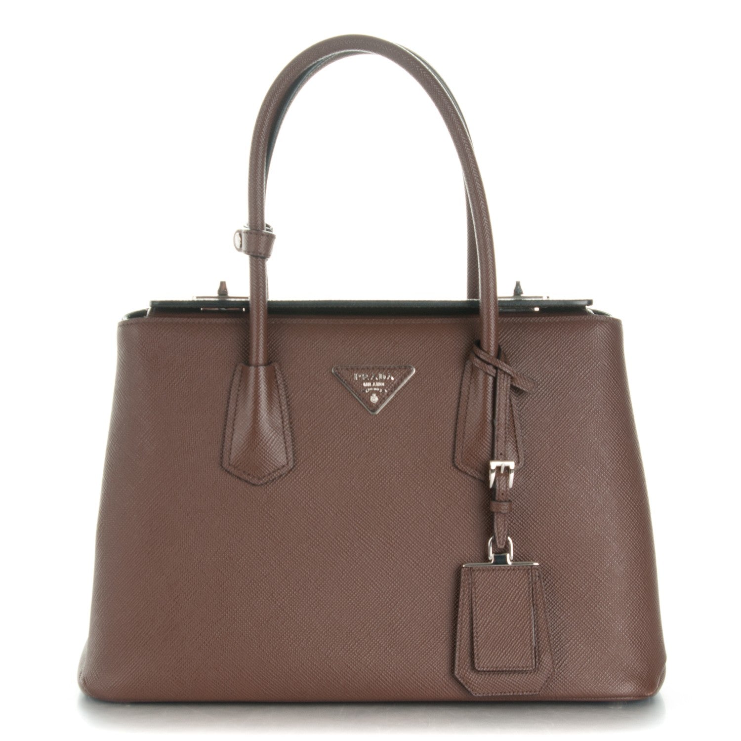 Prada Saffiano Cuir Twin Tote Cacao 1 of 7