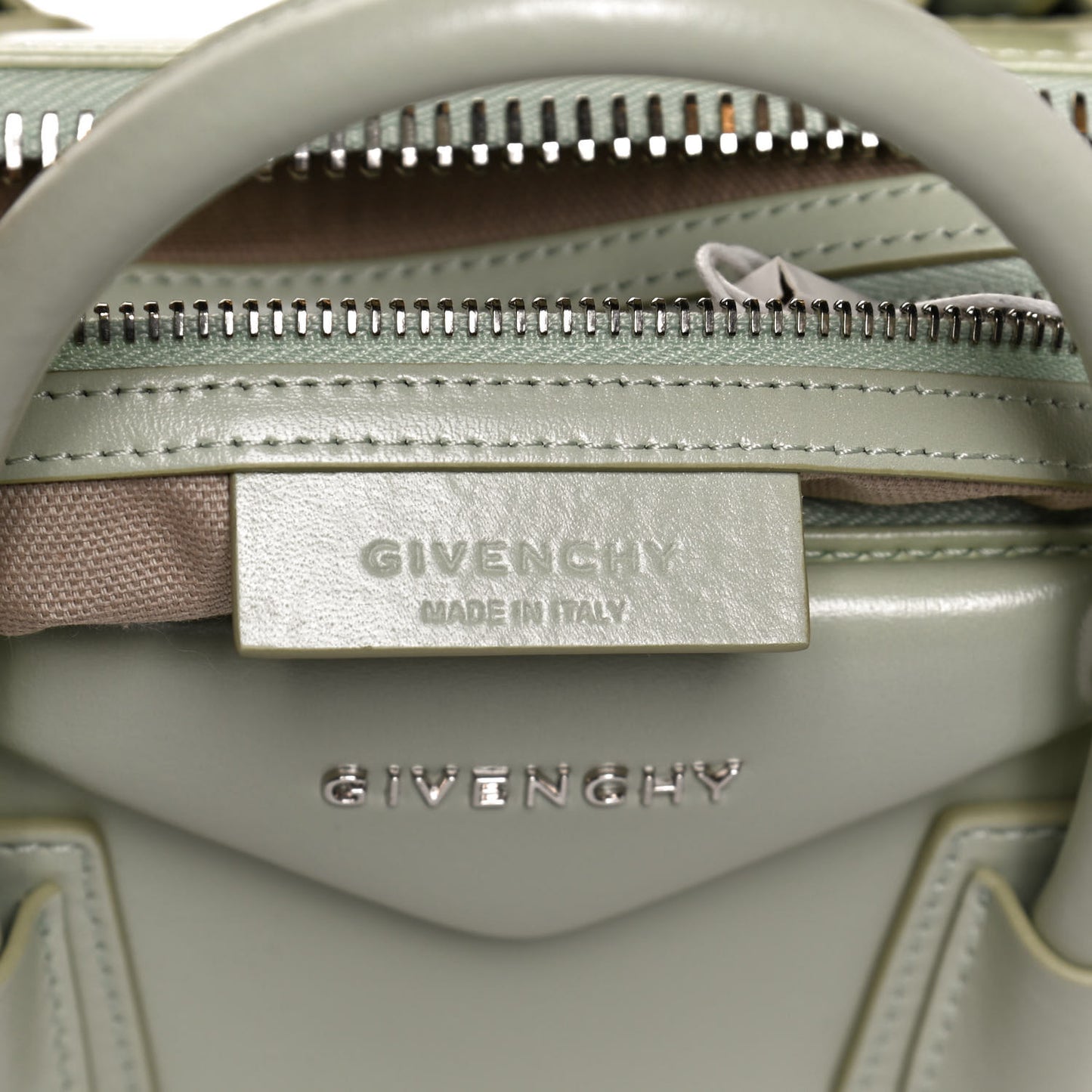 Shiny Lord Calfskin Small Antigona Aqua Green