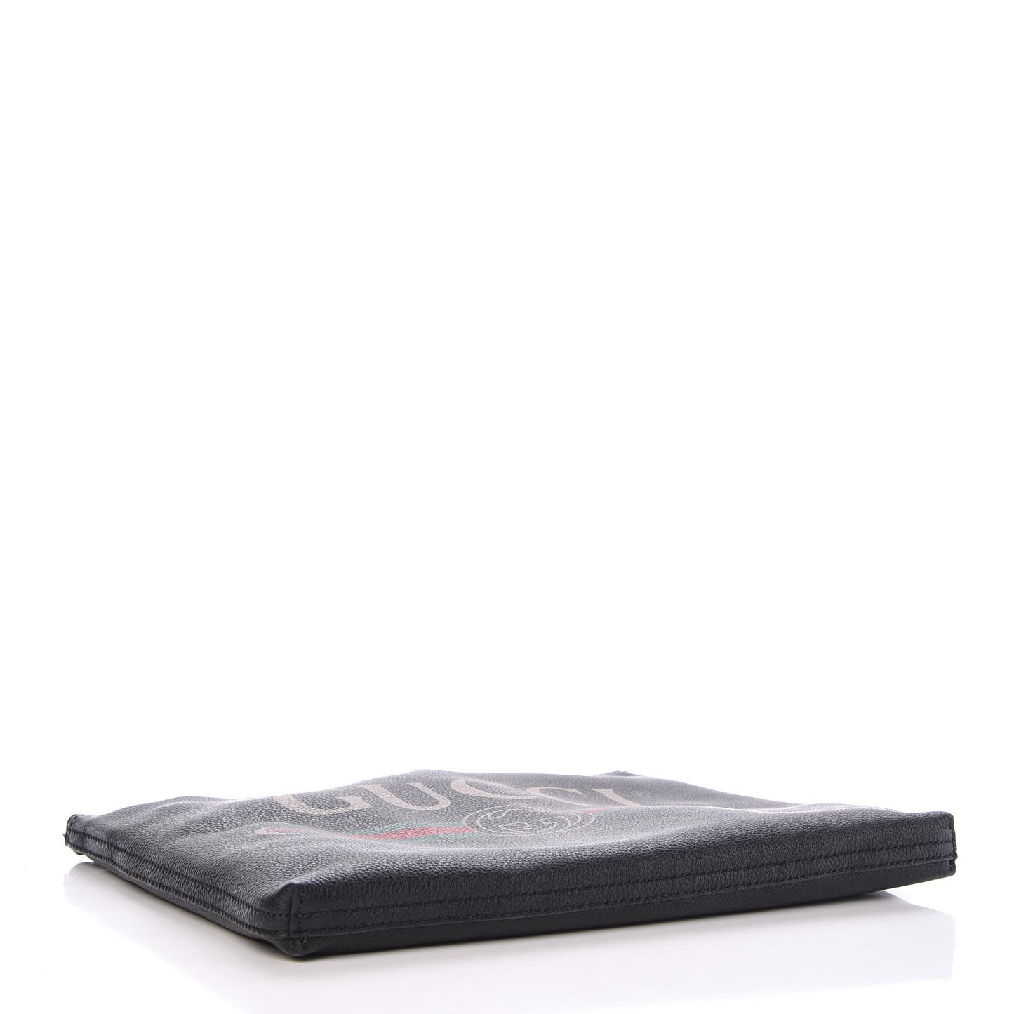 Pebbled Calfskin Medium Logo Portfolio Clutch Black