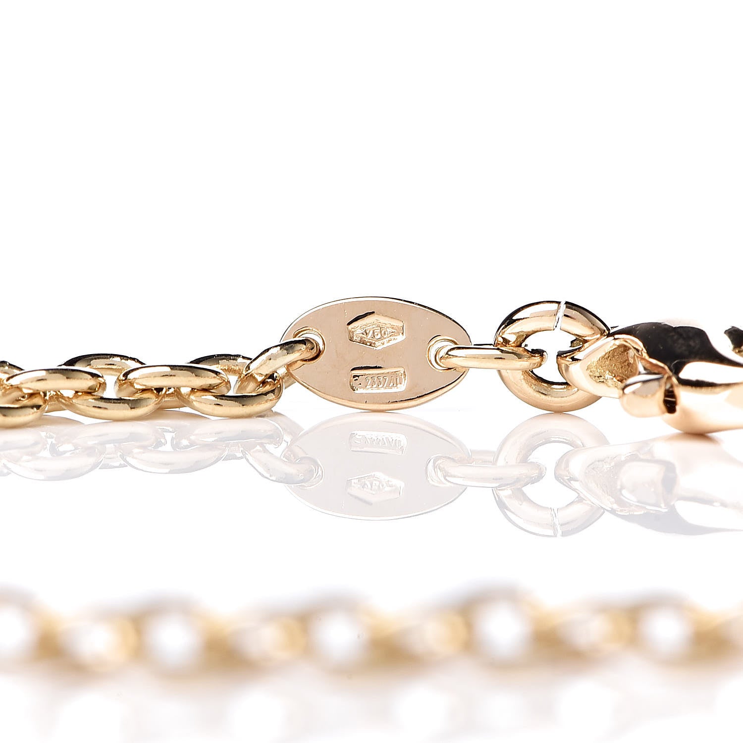Bulgari 18K Yellow White Gold Fish Chain Bracelet 4 of 5