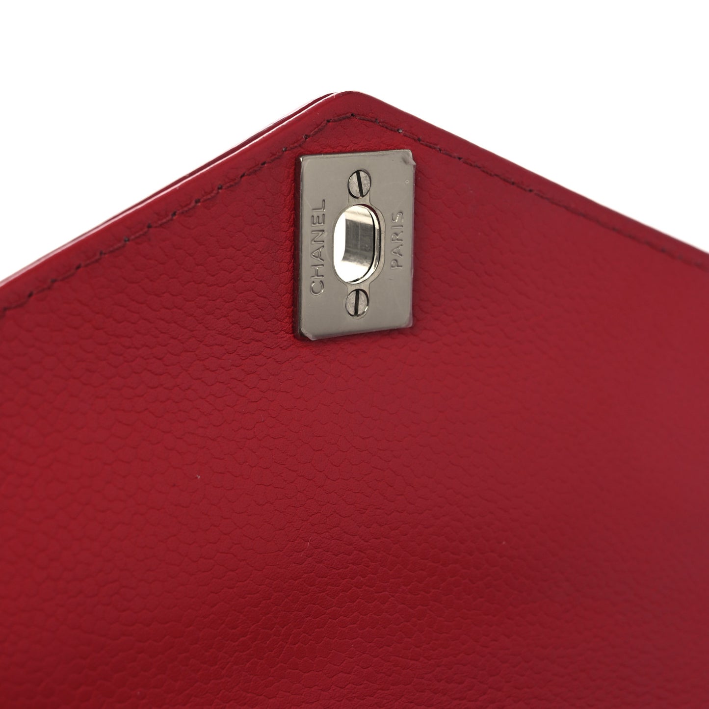 Caviar Chevron Quilted Small Single Flap Red