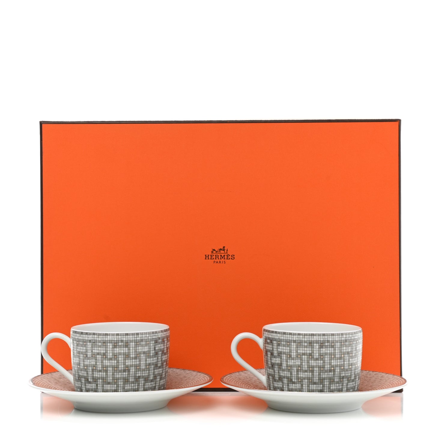 Porcelain Mosaique Au 24 Platine Tea Cup And Saucer Set Of 2 Platinum