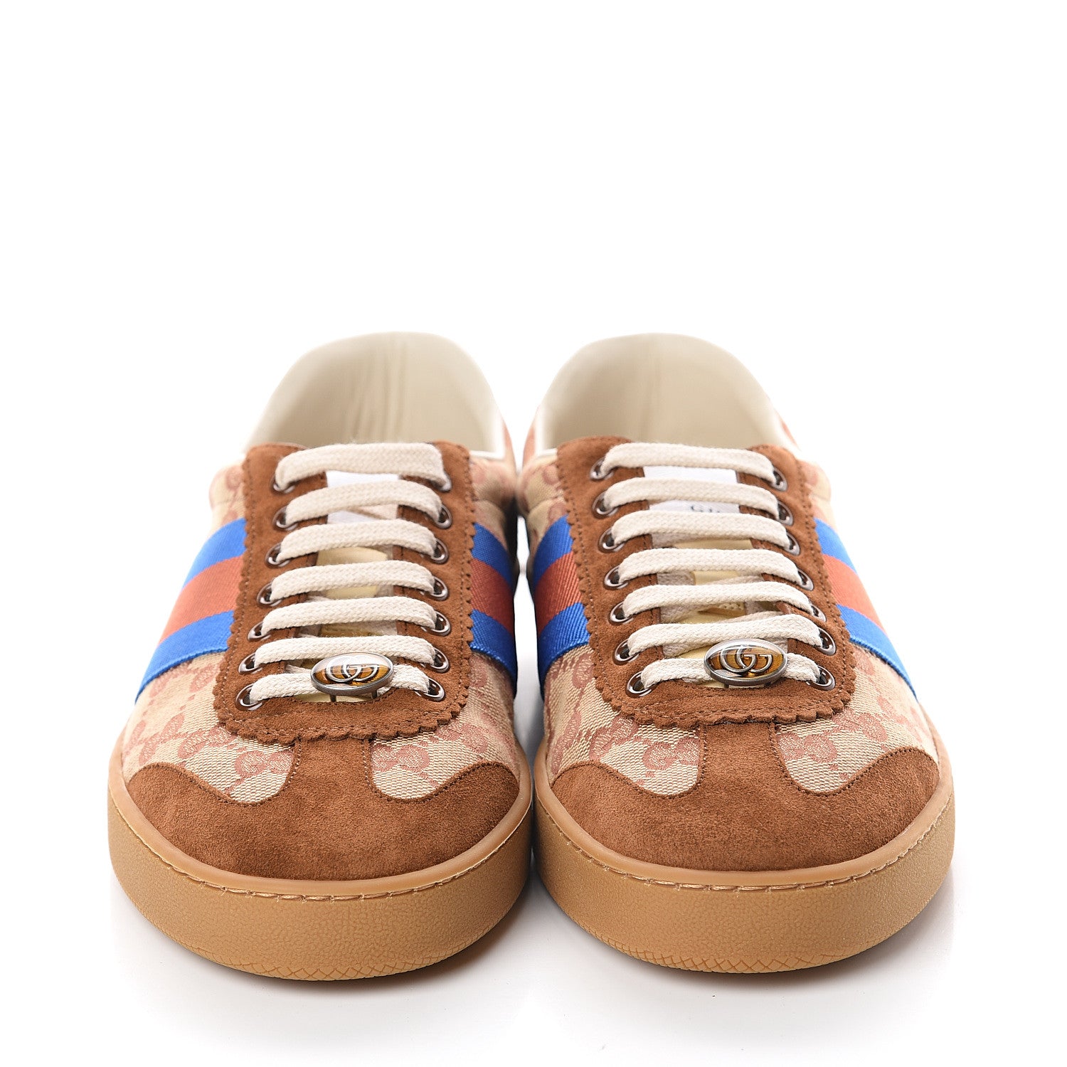 Gucci GG Monogram Suede Web Mens G74 Sneakers 8 Beige Ruggine Cuir 2 of 7