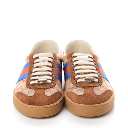 Gucci GG Monogram Suede Web Mens G74 Sneakers 8 Beige Ruggine Cuir 2 of 7