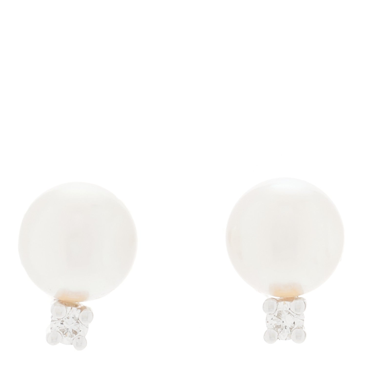 Mikimoto 18K White Gold Diamond 6-6.5mm Pearl Stud Earrings 1 of 6
