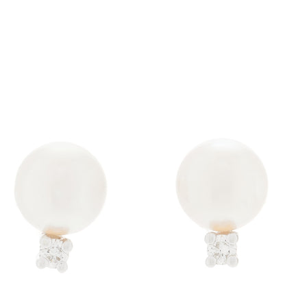 Mikimoto 18K White Gold Diamond 6-6.5mm Pearl Stud Earrings 1 of 6